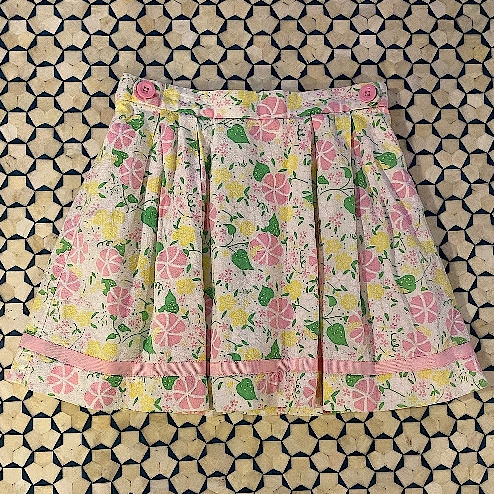 Lilly Pulitzer Floral Pink and Green Girl’s Skirt size 12